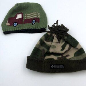 Boys 12-24 mos Winter Hat Columbia Camouflage & Gymboree Green Truck BUNDLE